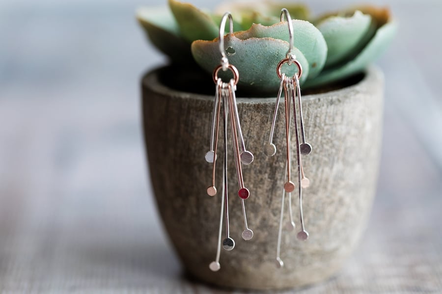 Rose Gold and Sterling Silver Earrings Gold Earrings Rose Gold Vermeil Sterling 