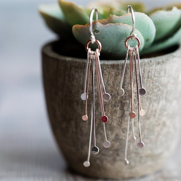 Rose Gold and Sterling Silver Earrings Gold Earrings Rose Gold Vermeil Sterling 