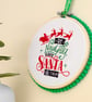 Christmas Decoration Ornament: Embroidered Hoop 14cm (5.5") Be Naughty - Image 3