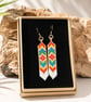 Colourful Hand Beaded Earrings - Rainbow Geometric Bead Earrings  - Image 2