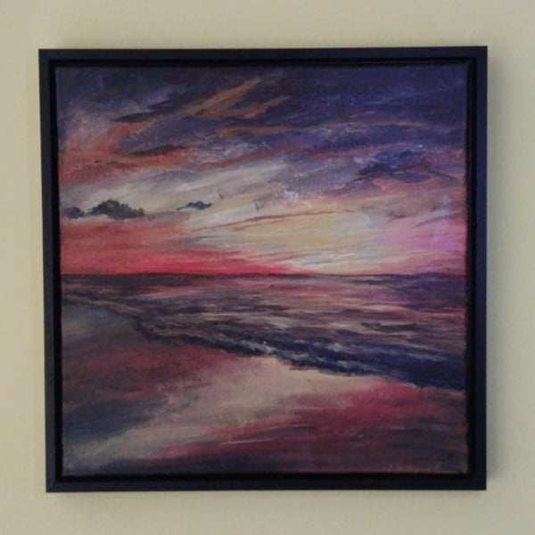 Bronze Beach, Empty beach in later summer original painting