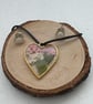Real Dried Flower Resin Heart Necklace Earrings Set, Botanical Nature Jewelry