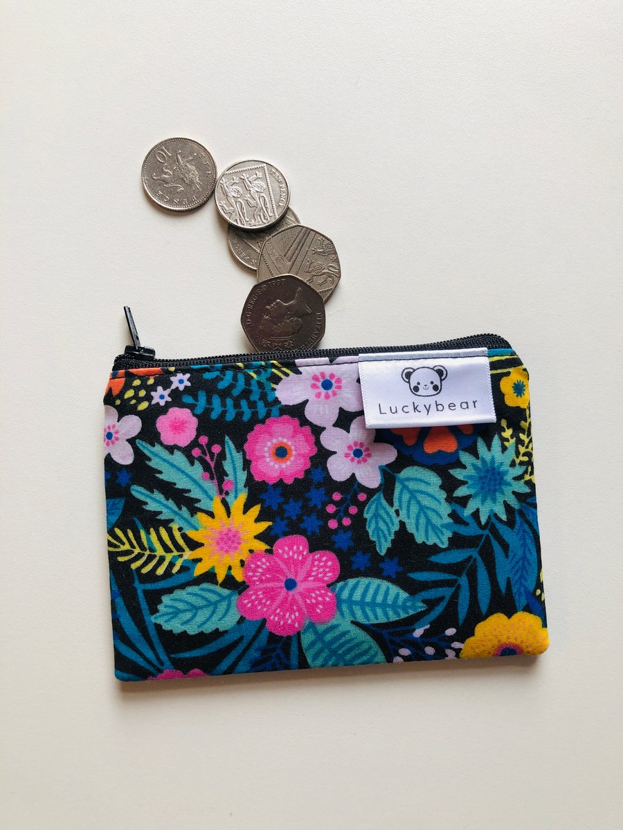 Bold floral print purse: vibrant floral coin purse