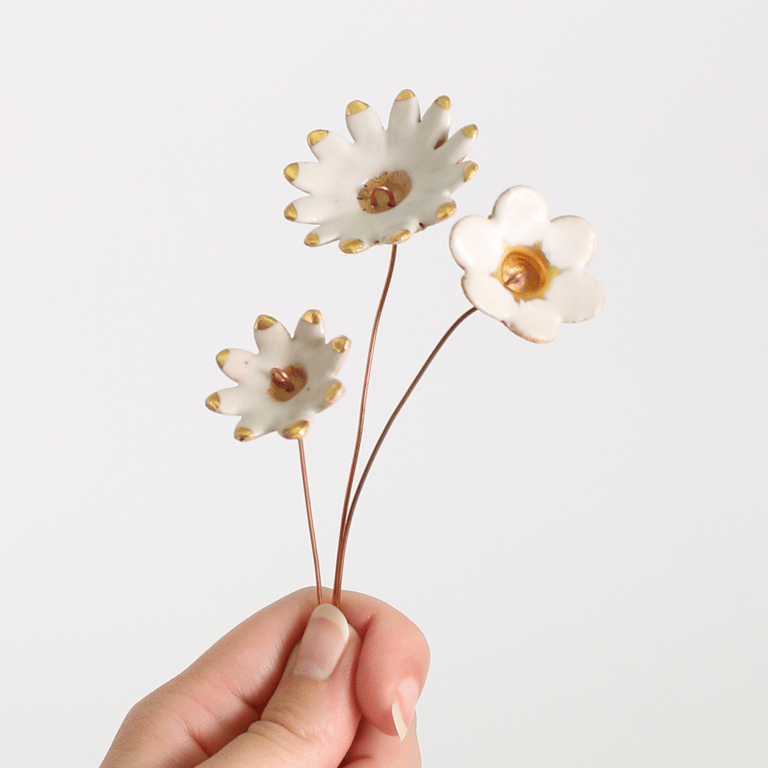 Gold Detail Ceramic Flower Stems