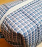 Boxed toiletry bag in blue and white checks  - Image 3