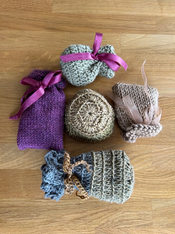 Lot of 3 Handmade crochet or knitted lavender sachets randomly selected