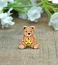 Bone Cancer Awareness Bear Pin, Handmade Teddy Pin, Personalised Support Gift - Image 1