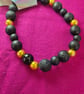 Black & Gold Lava Stone Bracelet — Handcrafted Stretch Design   - Image 2