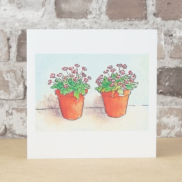 Blank Card Flower Pots Eco Friendly