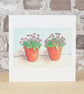 Floral Card Flower Pots Blank Card - Image 1