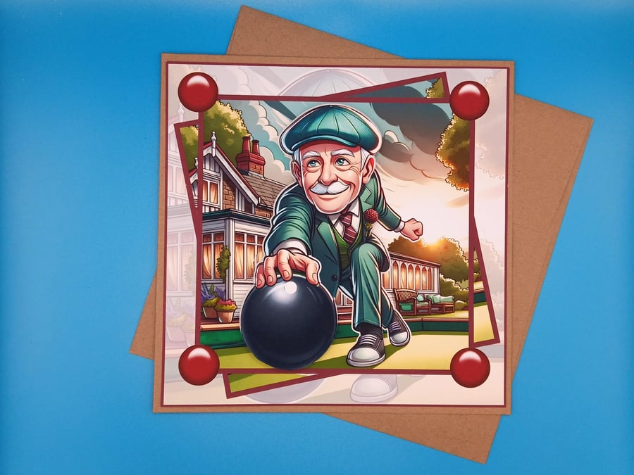 Funny Bowling Birthay Card, 3d, 8x8inches, 20x20cms, 