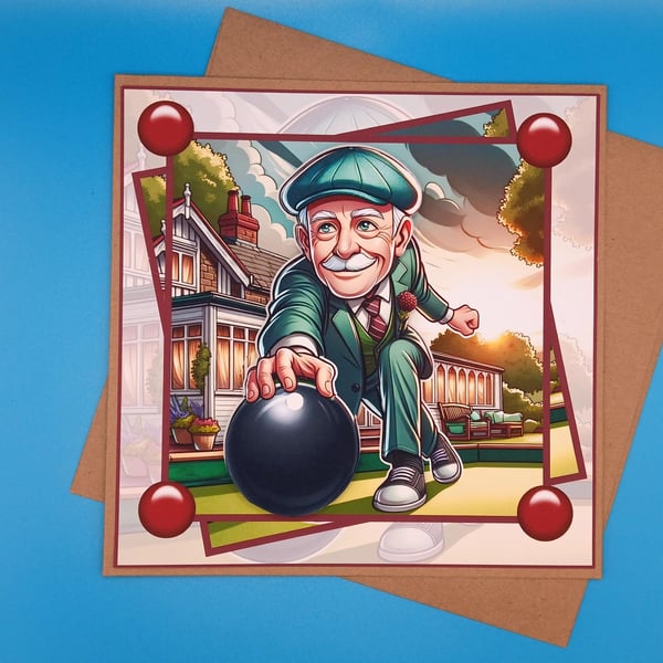 Funny Bowling Birthay Card, 3d, 8x8inches, 20x20cms, 