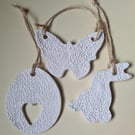 Three clay easter tree decorations bunny butterfly egg easter gift home decor