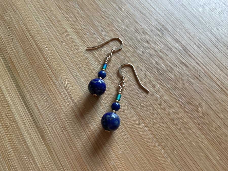 Lapis Lazuli Gold filled (GF) fancy gemstone drop earrings