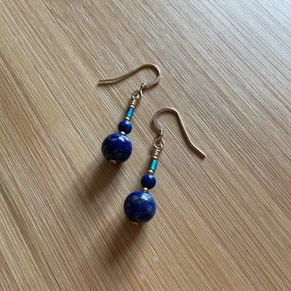 Lapis Lazuli Gold filled (GF) fancy gemstone drop earrings