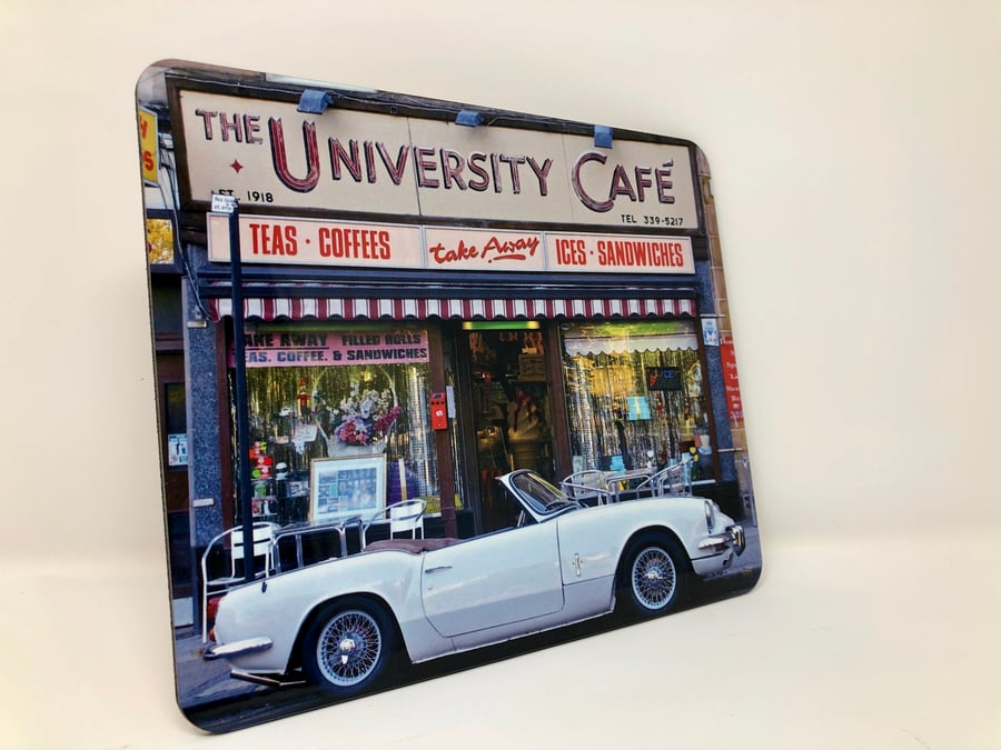 Triumph Spitfire at University Cafe Glasgow high gloss placemat 