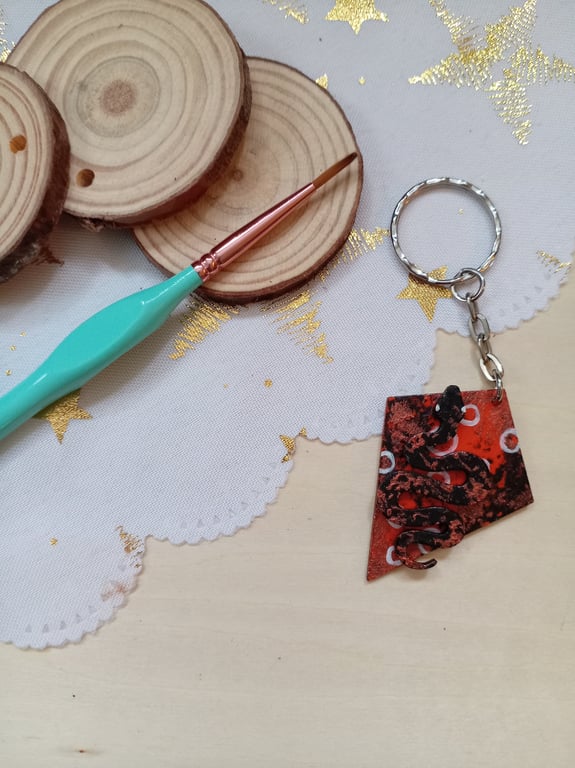 Wooden kite shaped snake Keyring