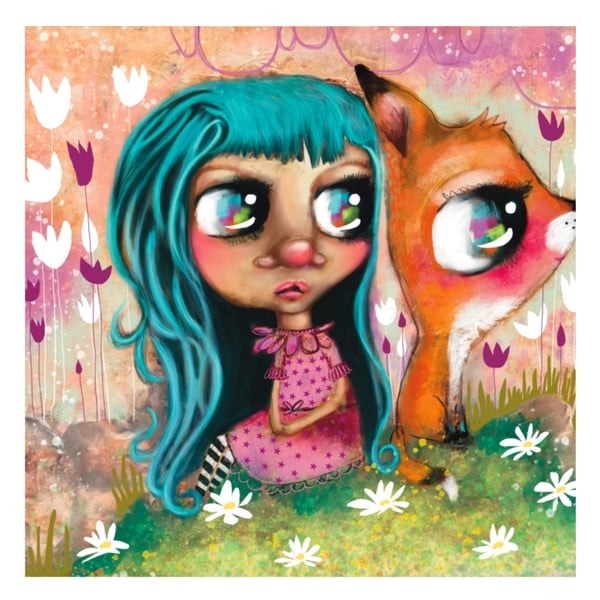 Girl & Fox digital art painting illustrated art print