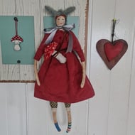 Pike the magic potion maker primitive folk textile art doll