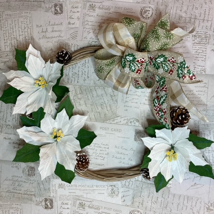 White Paper Poinsettia Wreath
