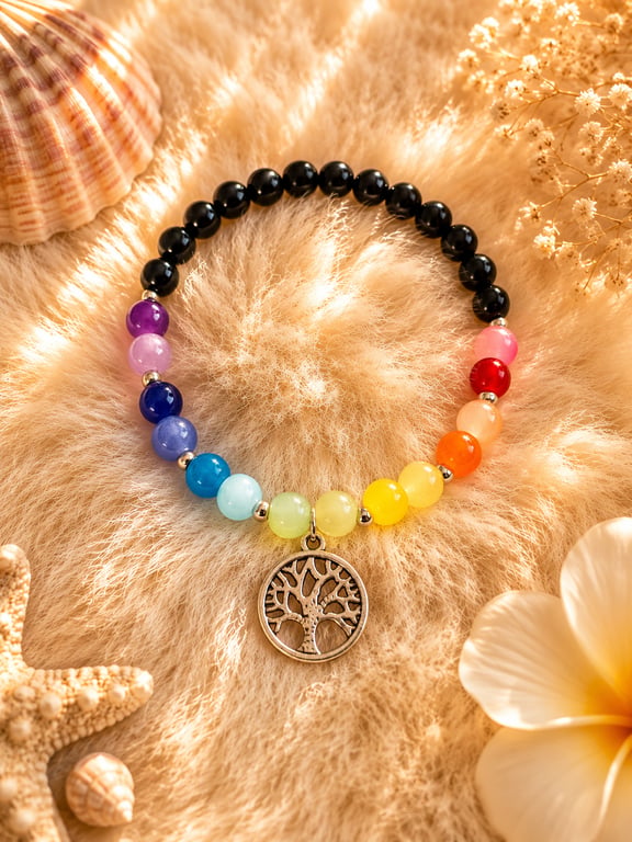 Chakra Glass Bead Bracelet