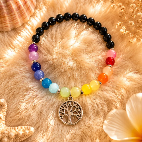 Chakra Glass Bead Bracelet