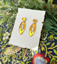 Gold Mirror Acrylic Open Marquise Cut Out Earrings - Image 2