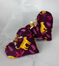 Handmade leopard cats hanging fabric hearts set of 2 - Image 4