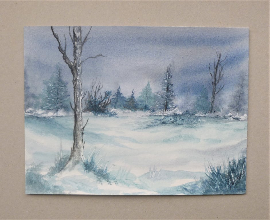 original art landscape snow scene painting ( ref F 572.B1 )