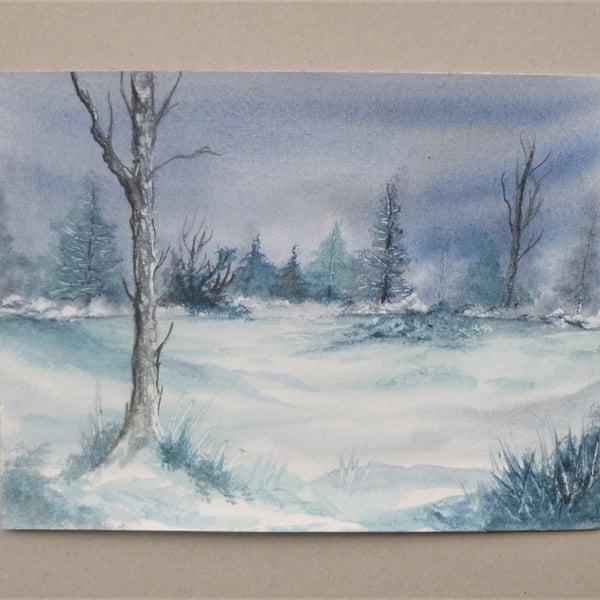 original art landscape snow scene painting ( ref F 572.B1 )