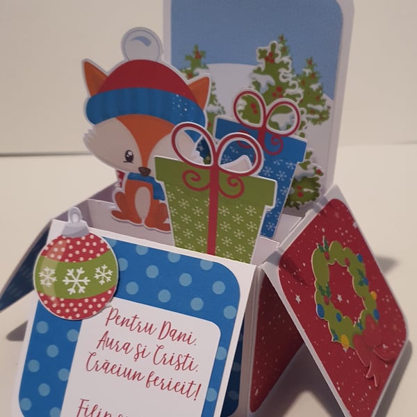 Winter Fox Christmas Box Card - personalised 