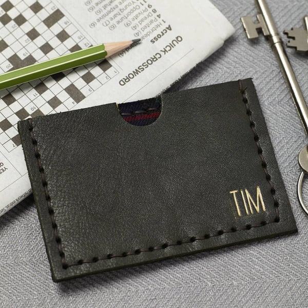 Olive Green Leather Card Holder