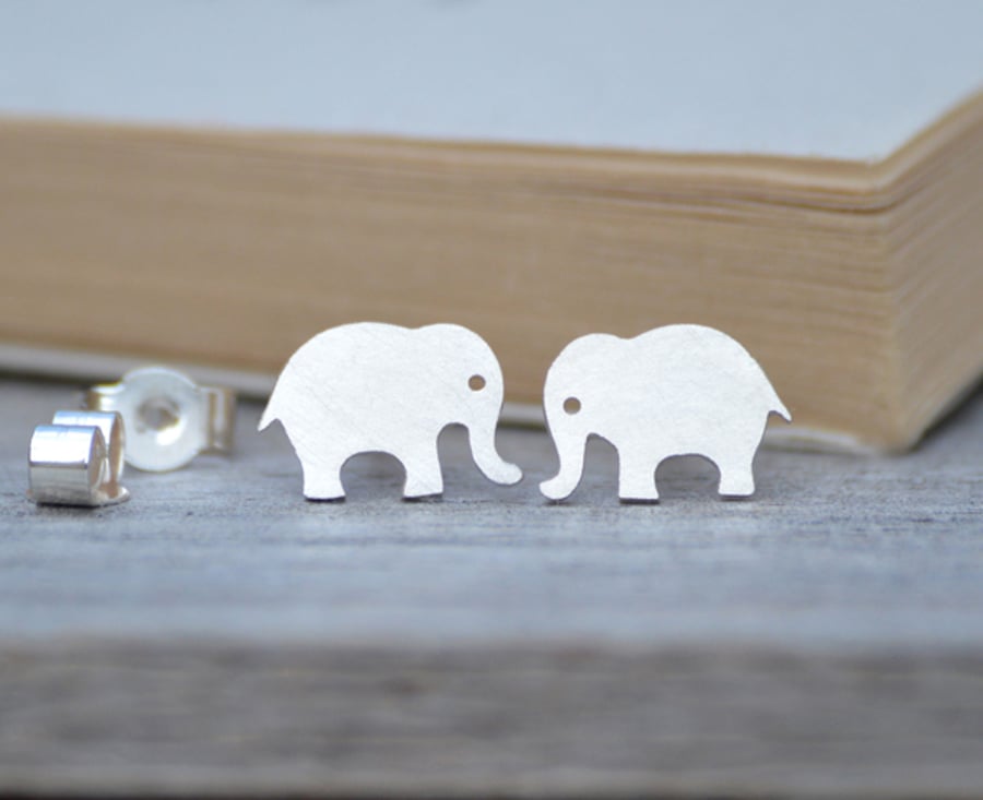 Silver elephant earrings on sale