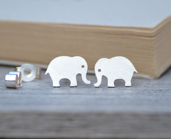 elephant earring studs in sterling silver