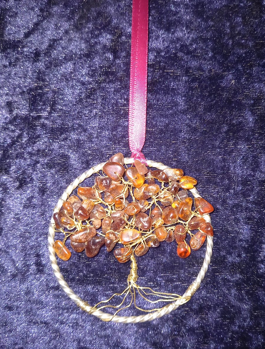 Orange garnet tree of life bangle hanger 
