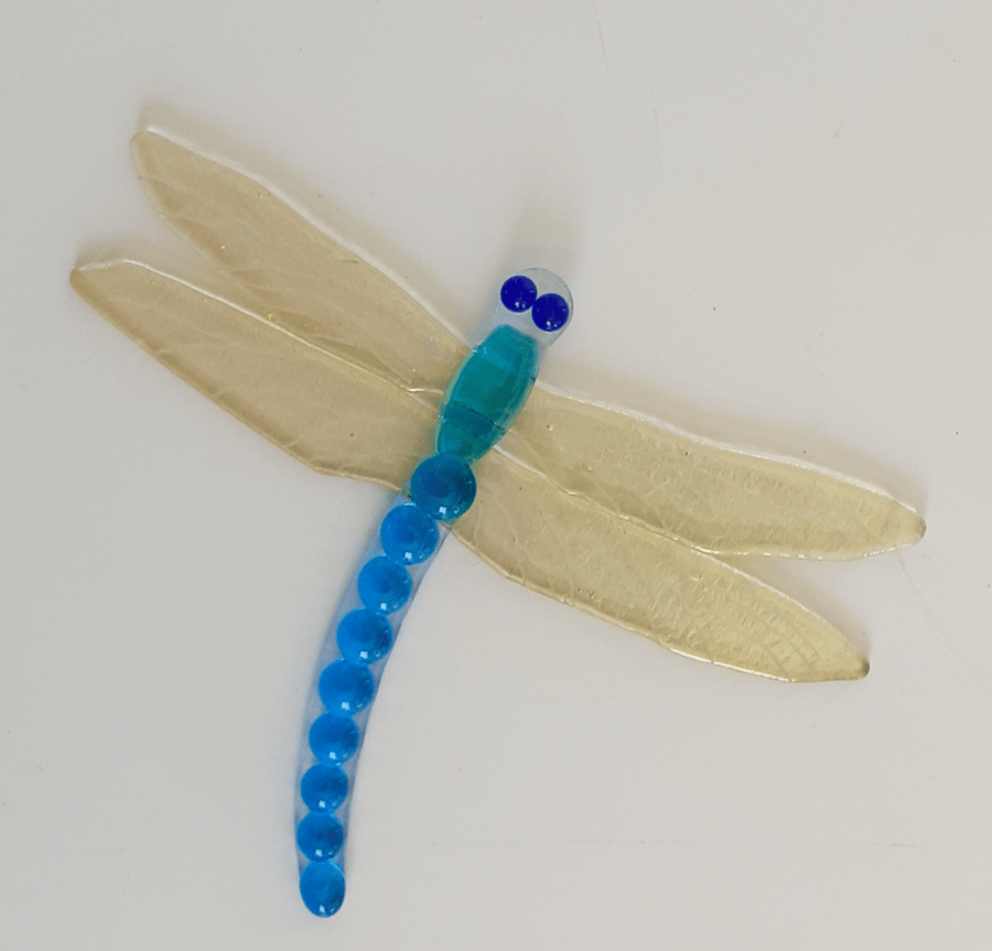 Fused Glass Dragonfly, suncatcher or garden ornament