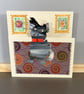 Greetings Card - Little Grey Dog on a Mat
