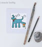 Watering The Flowers, dog peeing on a flower illustration, Giclee print - Image 2