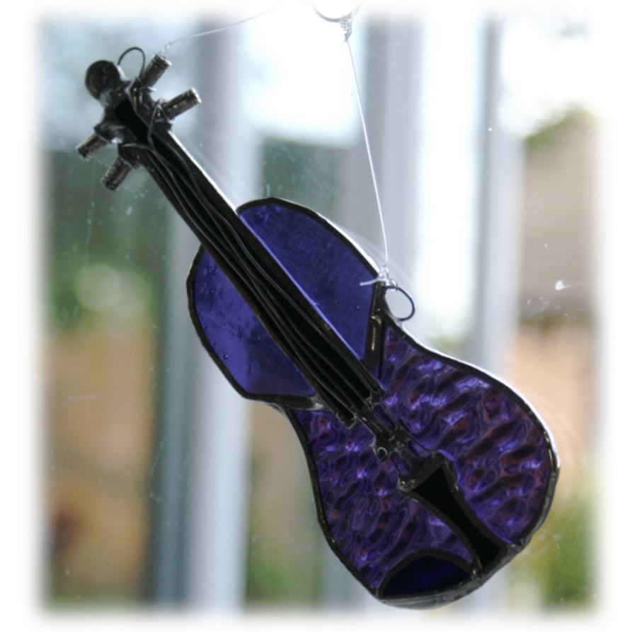 Violin Suncatcher Stained Glass Purple Music Musical Instrument cello