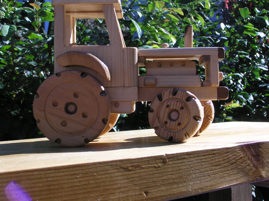 Wooden Model Toy Tractor and Trailer