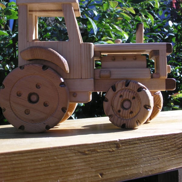 Wooden Model Toy Tractor and Trailer