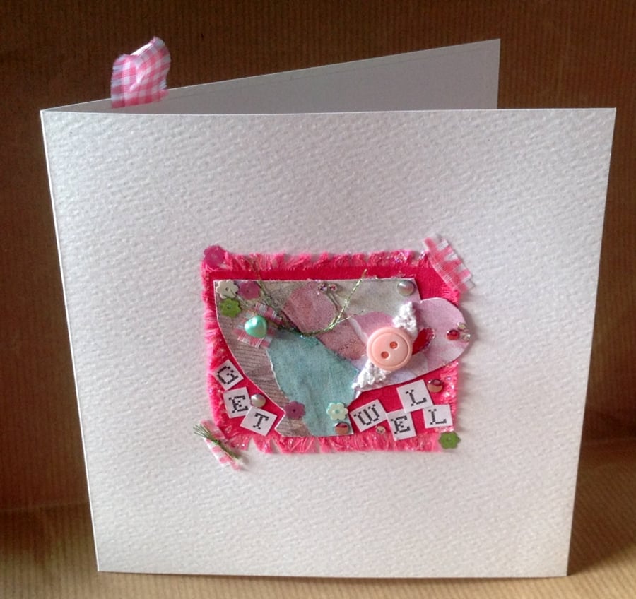 Greeting Card, 'Pretty Patch Get Well', Handmade Card