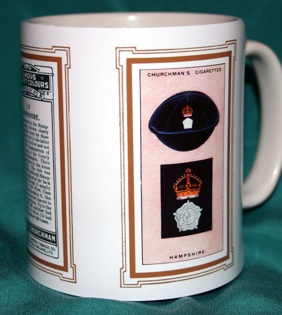 Cricket mug Hampshire 1928 cricket colours vintage design mug