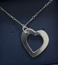 Large Open Heart Silver Pendant