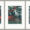 The Donkey Trip three-colour linocut screen-print triptych (3 A5 prints)