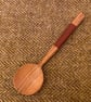 Cherry Wood Round Eating Spoon with Red Handle - Image 1