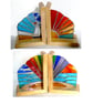 Stained Glass Rainbow Sea and Sky Bookends on Oak Stands Handmade Art - Image 8