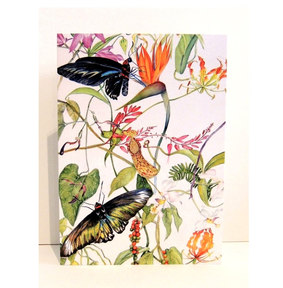 Butterfly Greeting Card or Notecard  Botanical Art Card Watercolour Floral Card