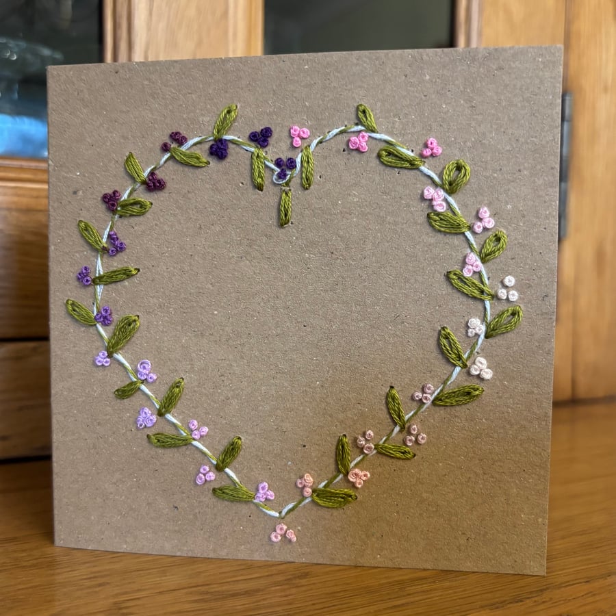 Embroidered heart card