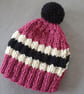 Small Tea Cosy for 2 Cup Tea Pot, Pink, Black, Cream Hand Knitted, Wool Mix - Image 4